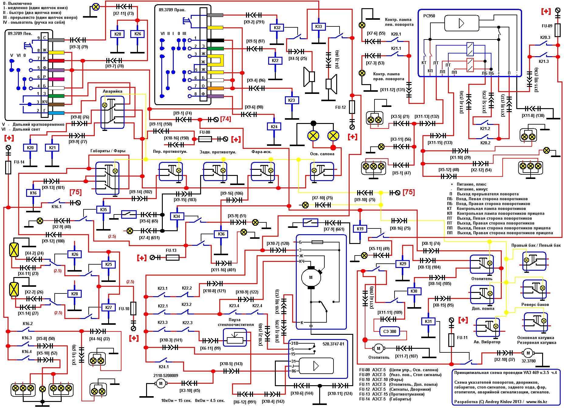 Схема электропроводки уаз 3909